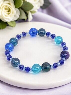 🌸2/$16🌸 Ocean Twilight Stretch Bead Bracelet – Blue Glass Beaded Bracelet